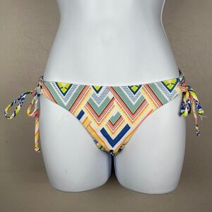 NWT L‎ Space Tribal Print Swimsuit Bottoms Tie Side Bikini Bottom Colorful Sz XS